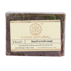 Khadi Natural Herbal Basil Scrub Soap 125g(Set of 2)
